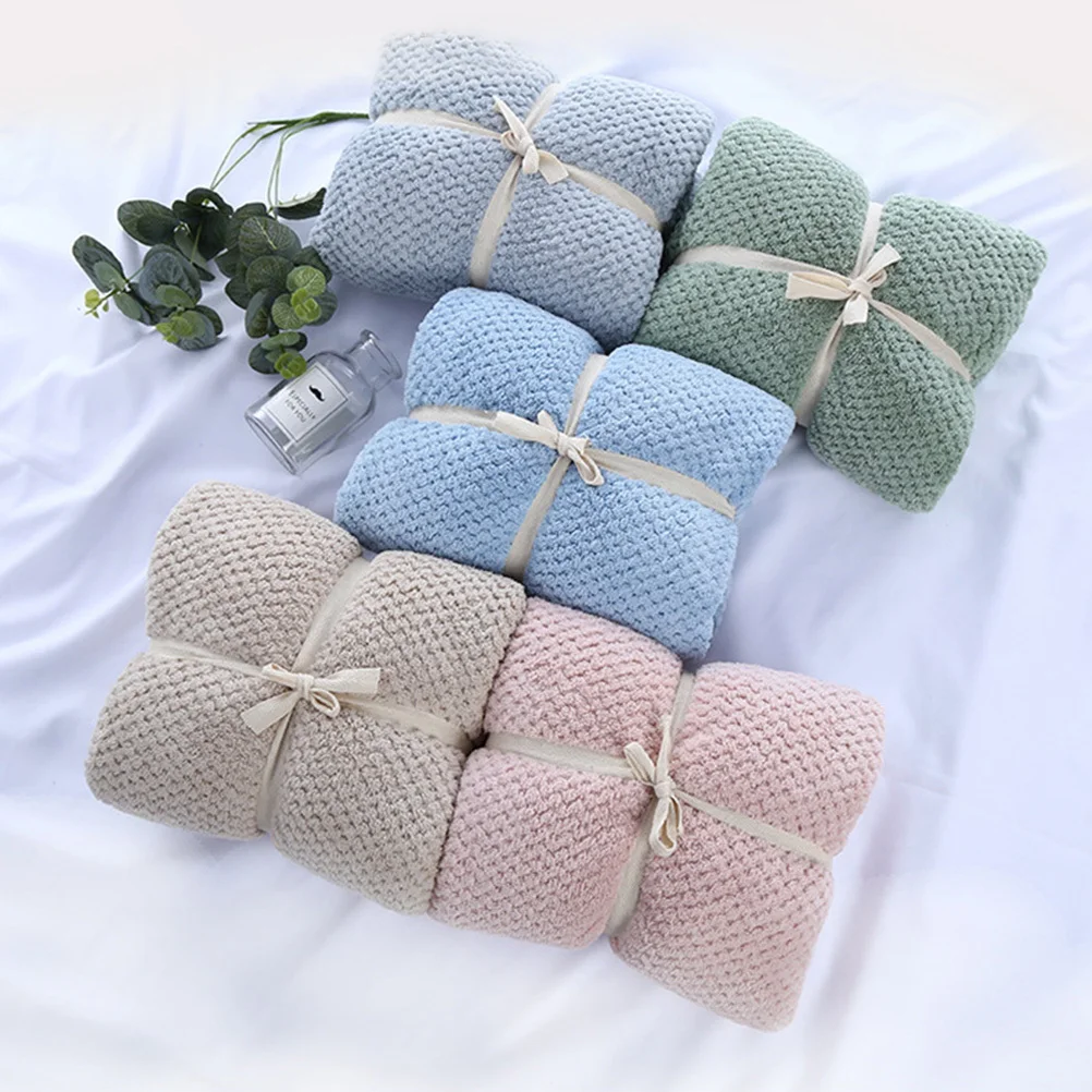 

1Set Thick Coral Fleece Bath Towels Pink Soft Absorbent Shower Towel Multipurpose Quick Drying Hand Face Towel Eco-Friendly