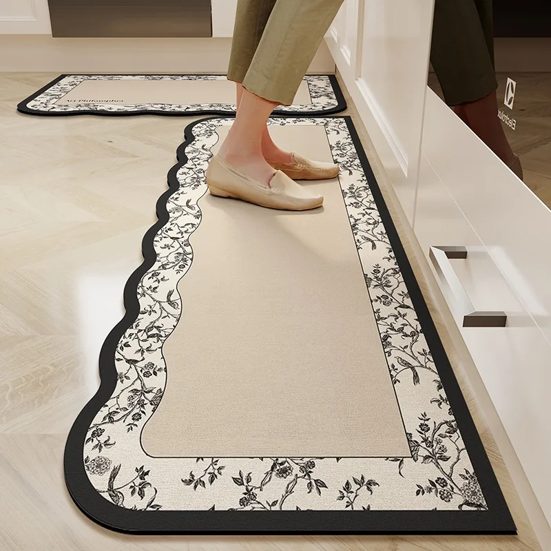 Kitchen Floor Mat Absorbent Quick-drying Oil-absorbing Carpet Diatom Mud Non-slip Anti-fall Soft Mats Long Strip Decorative Rug