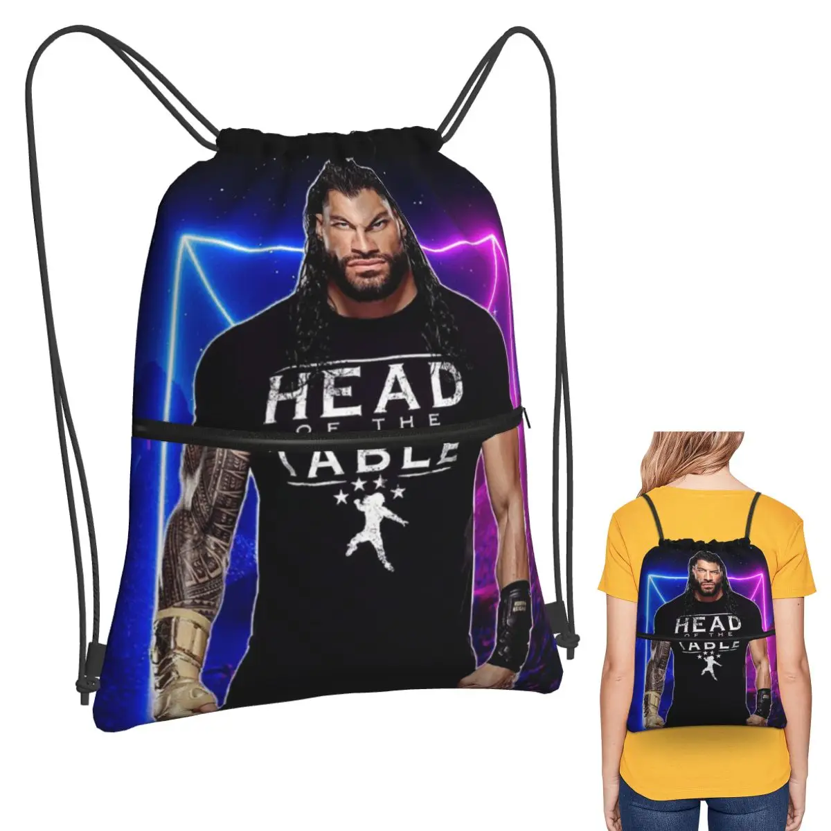 

Wrestler Roman Reigns Wrestling Backpacks Portable Drawstring Bags Sundries Bag Book Bags for Man Woman Students