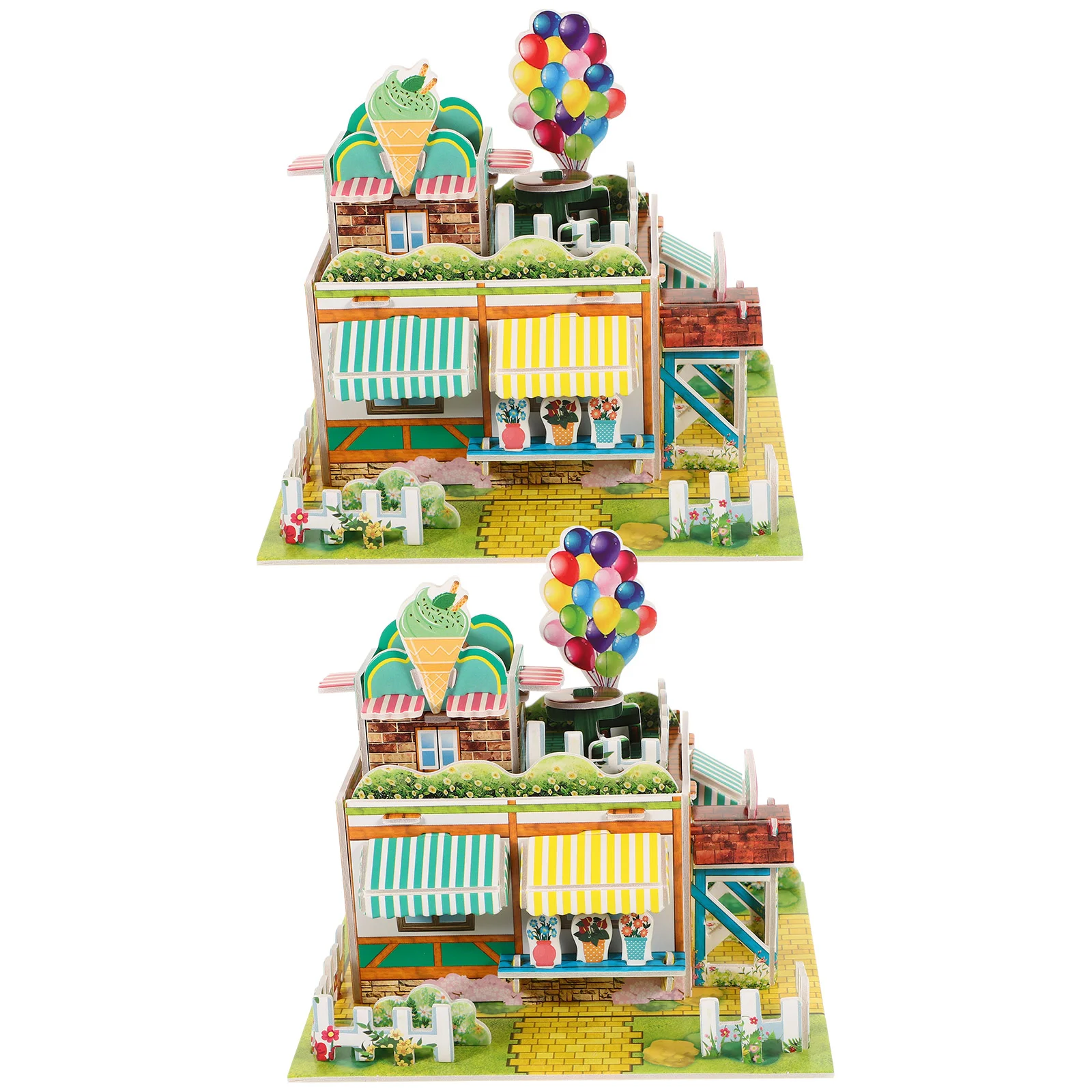 2pcs Ice Cream Shop Puzzle Kit Foam Craft Model Adult Assembly Model 3d Foam Puzzles 3d puzzles for adults