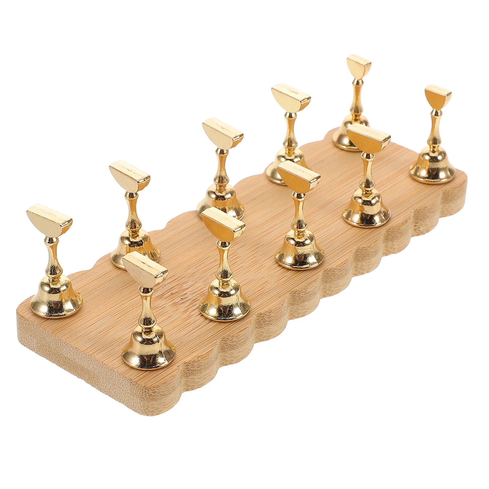 Nail Art Practice Stand Minimalist Floral Edge Wood Manicure Tip Display Holder for Salon False Nails Reusable Nail Tips Holder