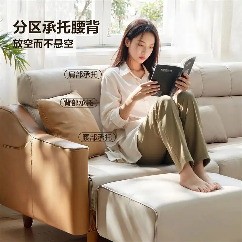 Fabric sofa Nordic style, adjustable sofa bed small apartment, lazy straight row sofa with pedals