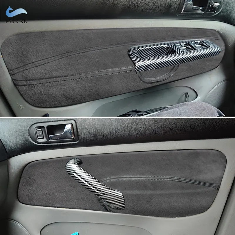 For VW Golf 4 MK4 Bora Jetta 1998 - 2005 LHD only 4-doors Car Inner Front Door Armrest Panel Cover Trim Suede Leather black line