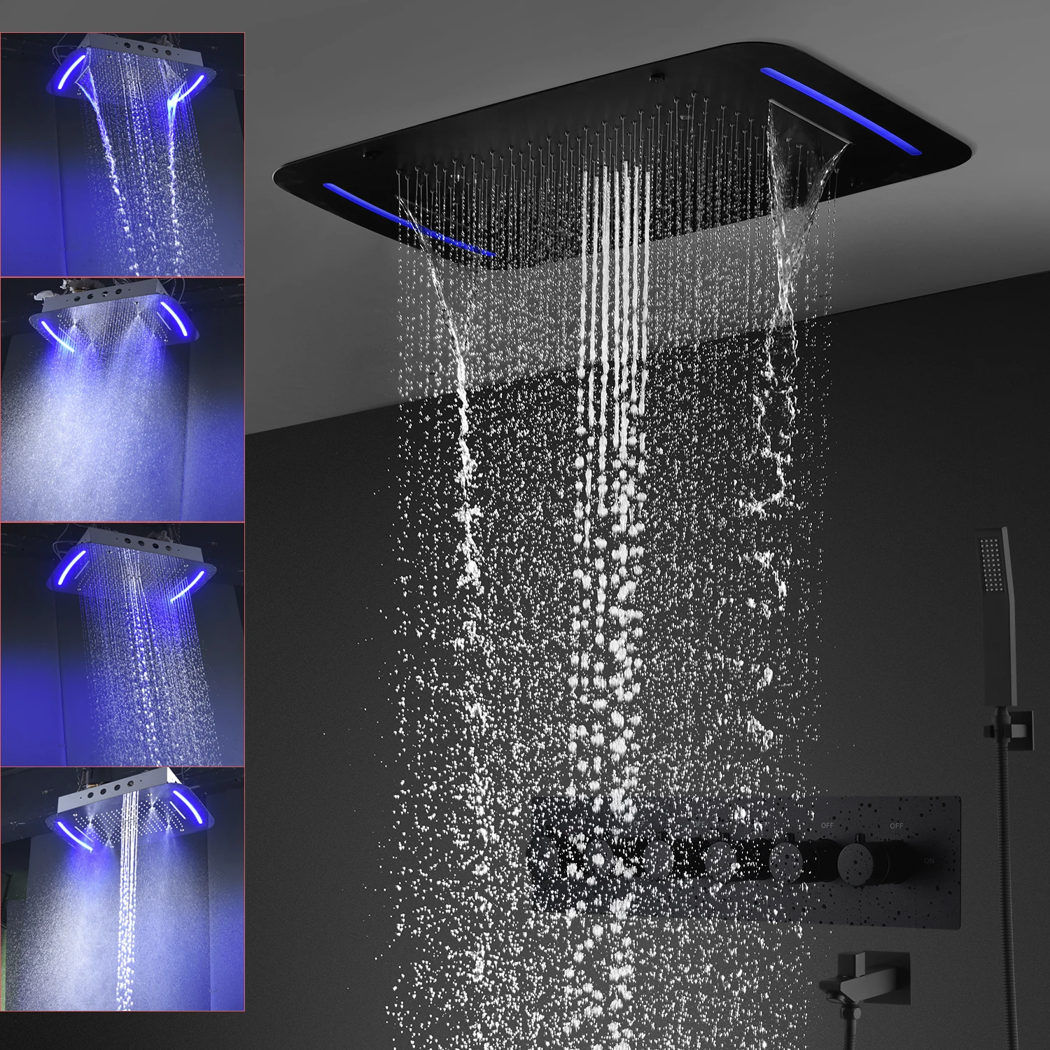 Simple Style Bathroom LED Shower Head Set System Constant Temperature Mixer Valve Cartridge Massage Shower Faucet