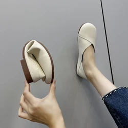 Echt leder Frühling Herbst hand gefertigte Wohnungen Ballerina Schuhe Frauen Slipper bequeme weiche Leder Frauen Wohnungen Schuhe