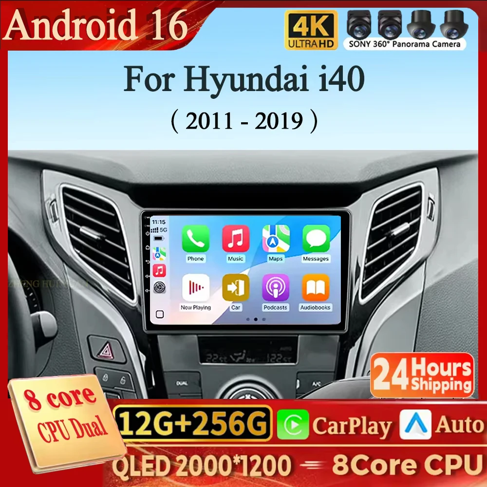 

Мультимедийная система Android 16 с CarPlay и Android Auto для Hyundai i40 2011-2019, автомобильный радиоприемник, видеоплеер, 4G, Wi-Fi, GPS, поддержка экрана, Raer Ca