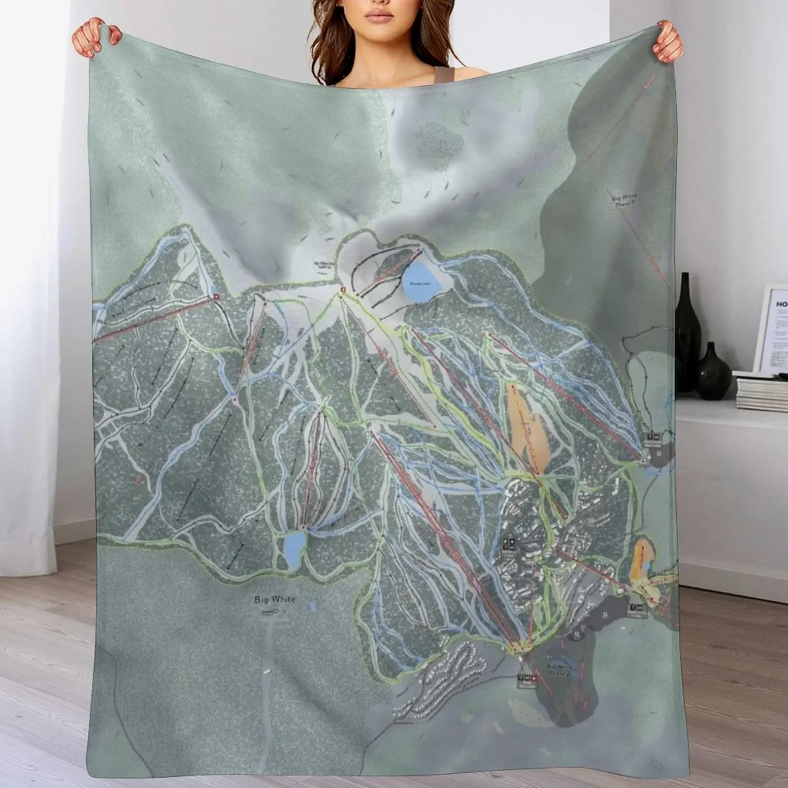 

Big White Resort Trail Map Throw Blanket cosplay anime funny gift Tourist Plush Blankets