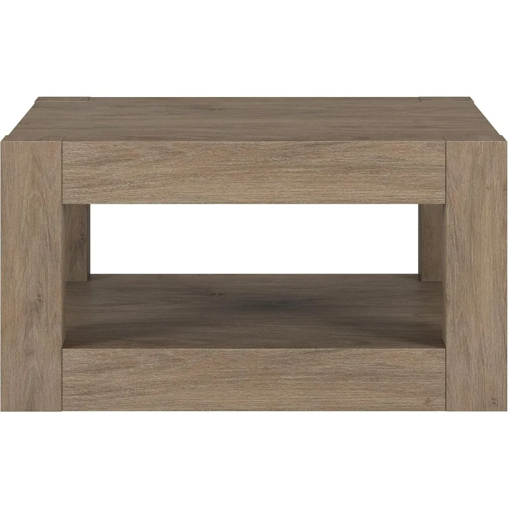 Weathered Gray 32-inch Wide Square Henn&Hart Coffee Table for Home, Living Spaces, Bedrooms, Entertainment Areas, and Offices.