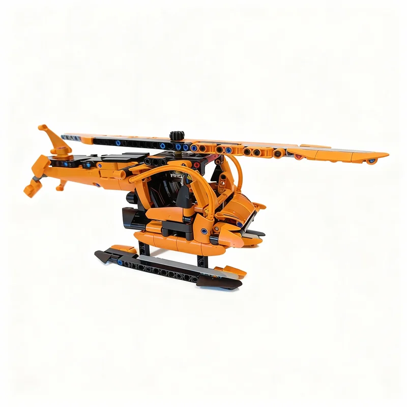 

NEW 469PCS MOC Technology Helicopter Orange Rotor Model DIY Creative Assembly Building Blocks Display Birthday Gift Building Set
