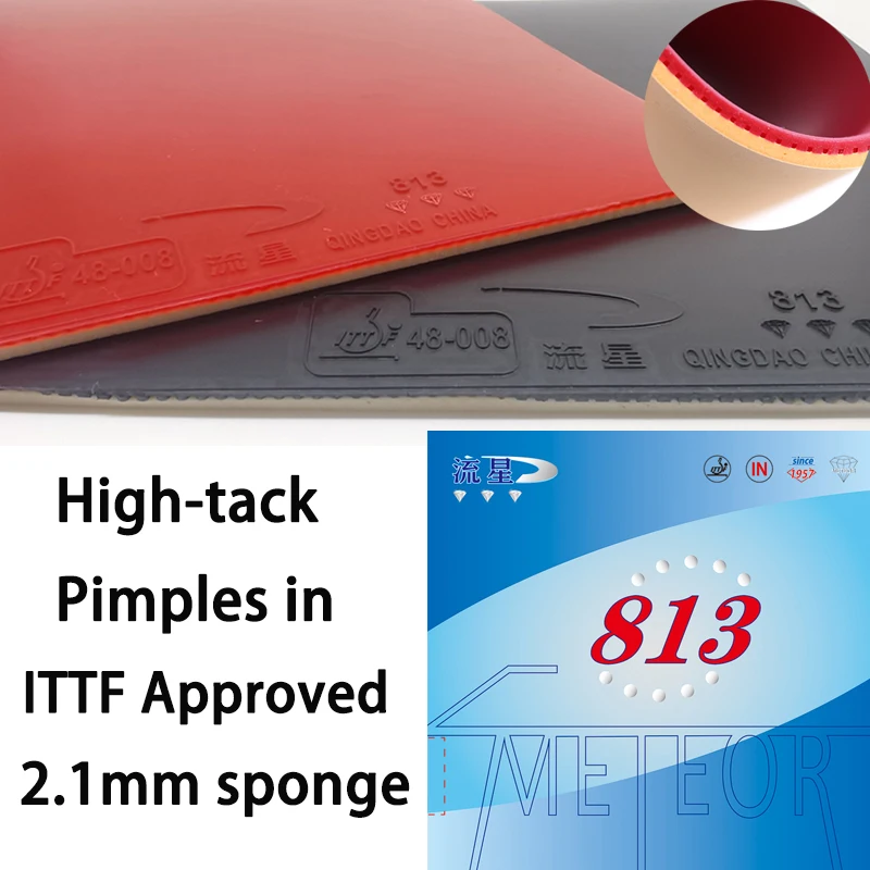 

Meteor 813 Pimples-in Table Tennis Rubber Sheet High Tackiness ITTF Approved Ping Pong Rubber with 2.1mm Sponge for 40+ Balls