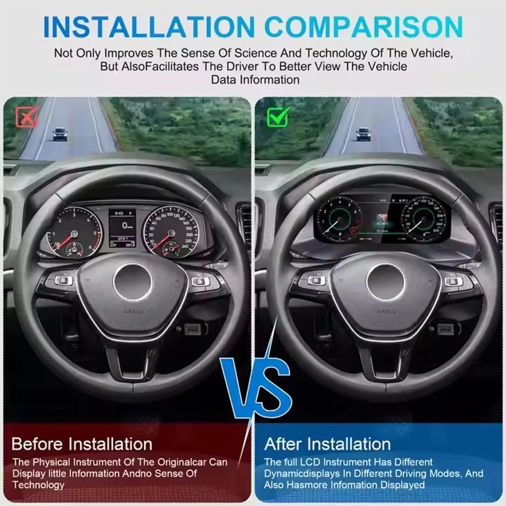 LCD Digital Cluster For Vw Amarok 2017-2020 Dashboard Panel Speedometer