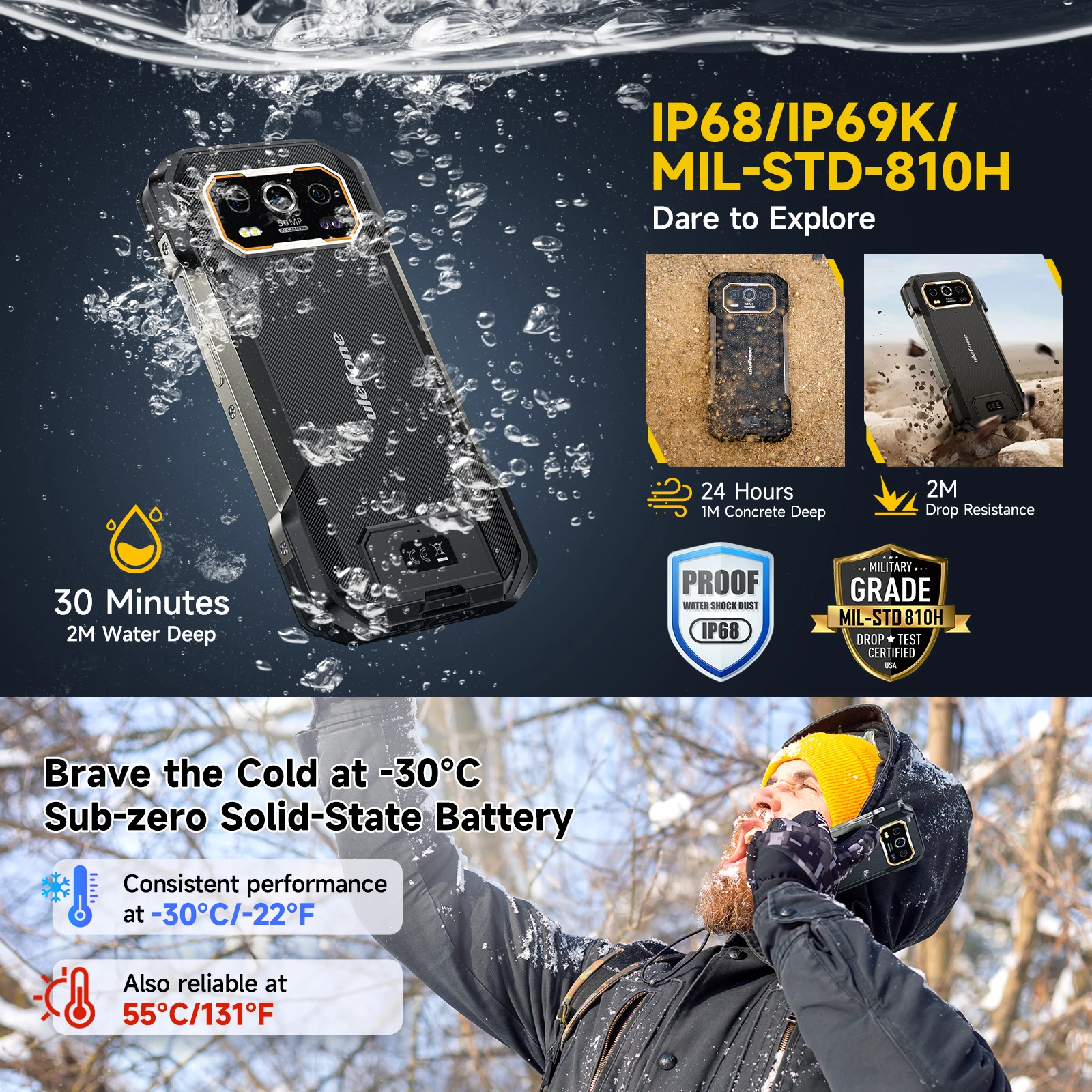 【World Premiere】 Ulefone Armor 27 4G 10600mAh Rugged Phone 24GB+256GB  Android 14 Smartphone 6.78"FHD 120Hz Night Vision Global