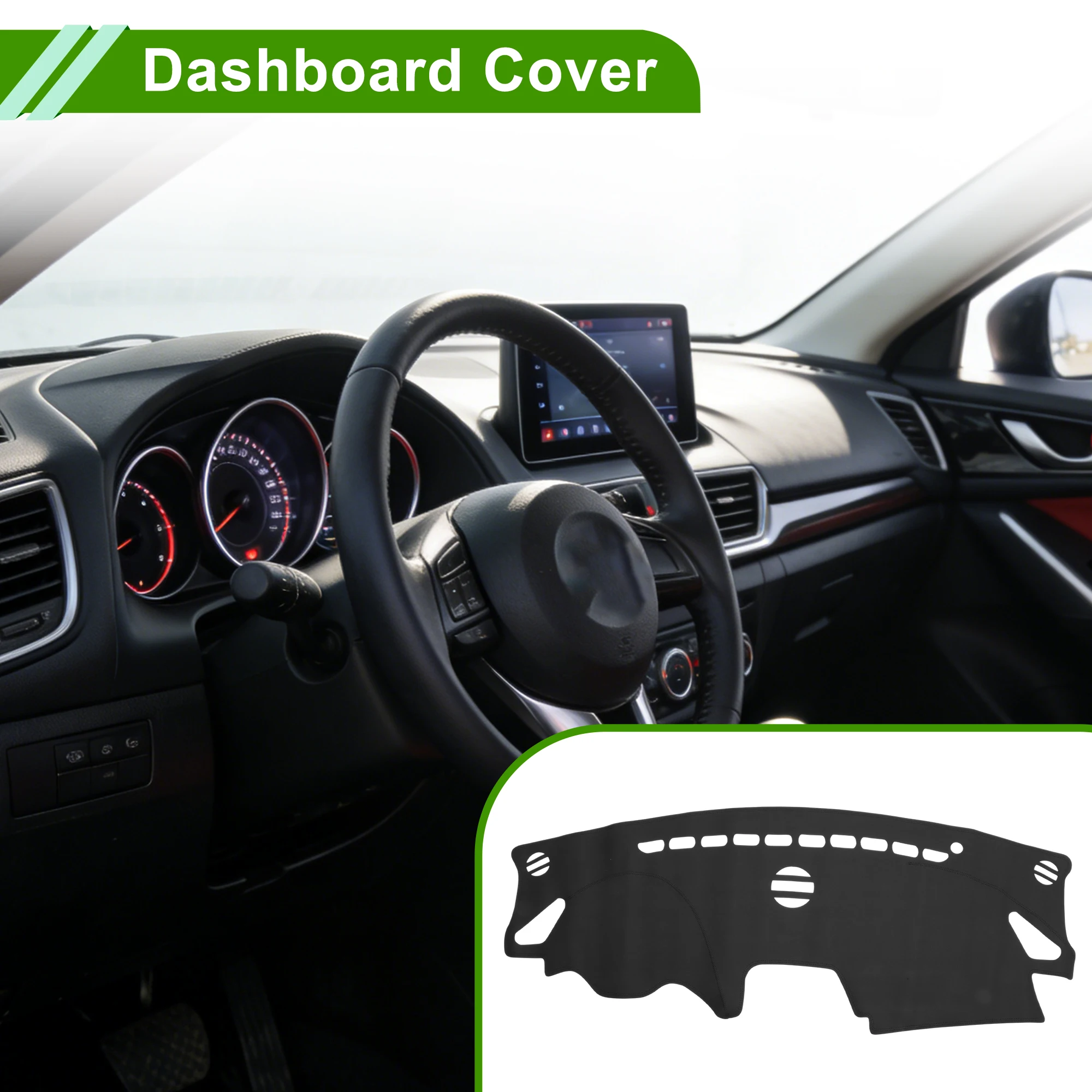 

Накладка на приборную панель UXCELL для Mazda 3 Axela 14-19 без HUD, из искусственной кожи, черная, 1 шт.