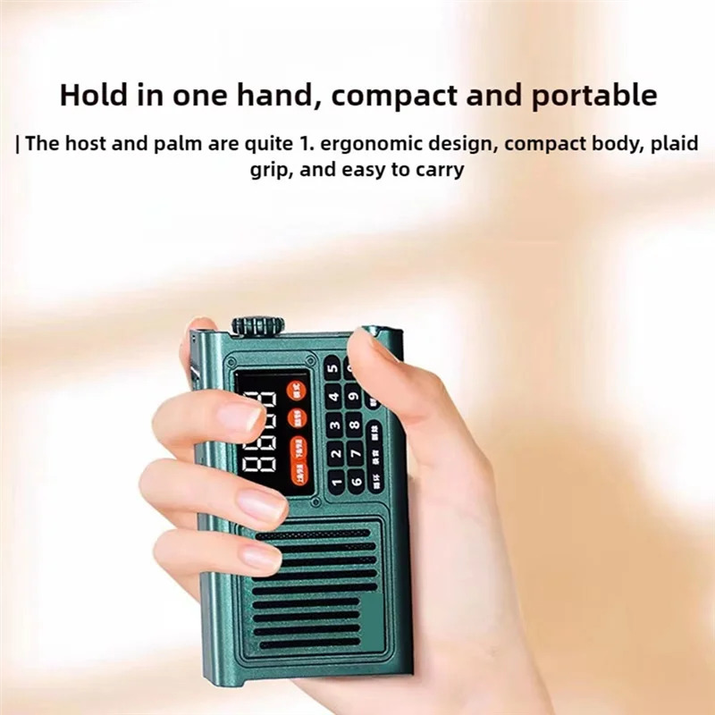 DIGIT-Pocket DAB Radio Recargable Ham Bluetooth Caja de Sonido AM FM Radio Mini Vintage Ham Altavoz Reproductor de Mp3 Gris