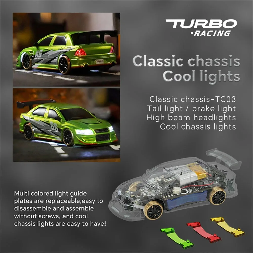 รถแข่งเทอร์โบ C66 RTR 1/76 2.4G RWD มินิดริฟท์ RC พร้อมไจโรสโคปและไฟ LED - รถแข่งบนถนนแบบ RC