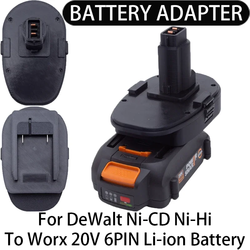 

Battery Adapter/Converter for DeWalt Ni-Cd Ni-Hi tools to Worx 20V 6PIN WA3520 Li-ion Battery Adapter Power Tool Accessories