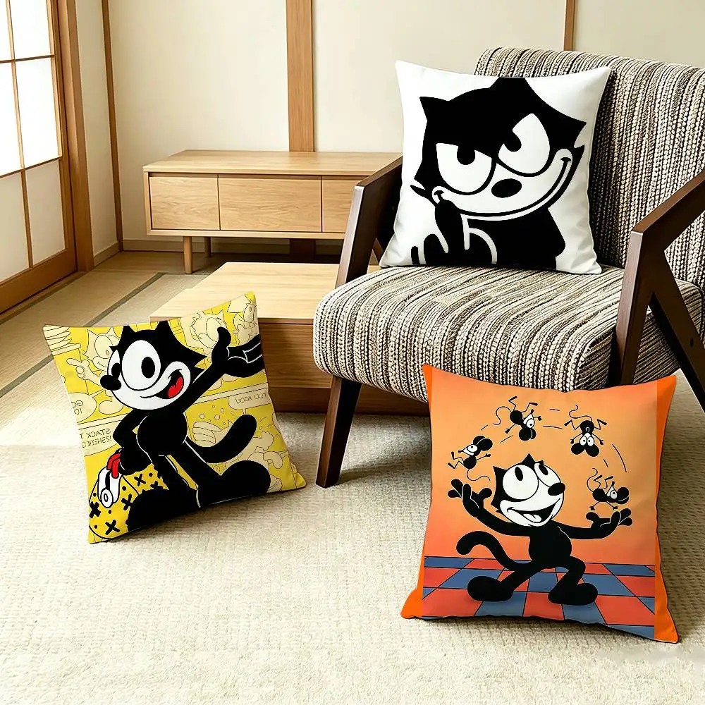 Vintage Animation Character F-Felix The Cat   Pillow Case Pattern Printed Pillowcase For Living Room Sofa Cushion Cover
