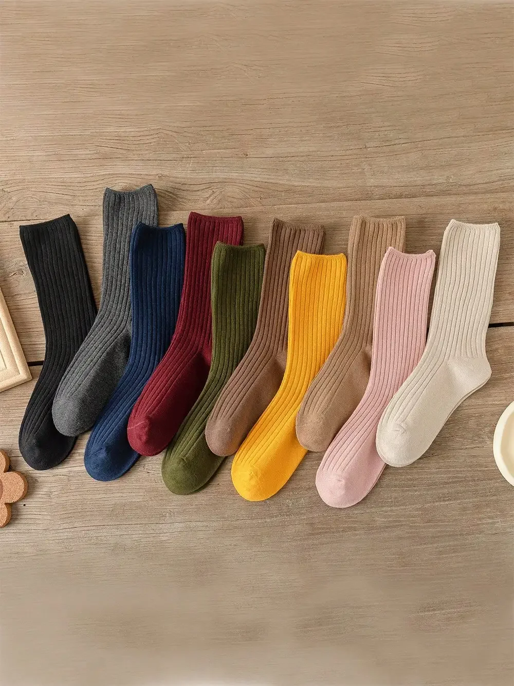 10 Pairs All Season Basic Solid Color Women Cotton Socks Girl Colorful In Tube Sock Free Size US5-9
