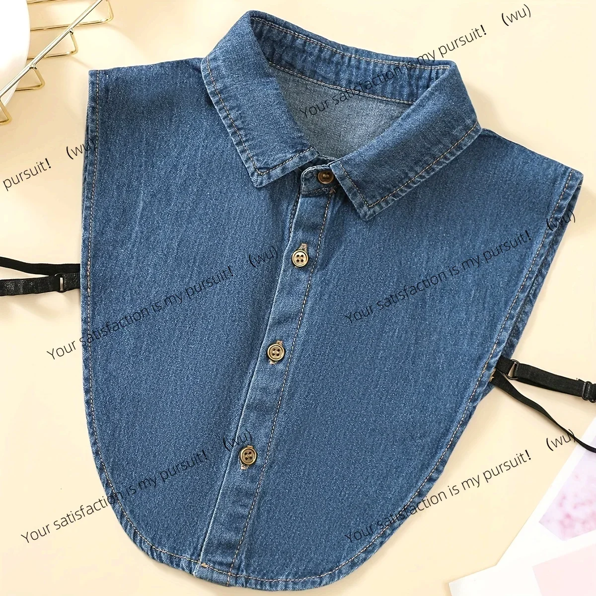 Unisex, fashionable denim fake collar, simple solid color half-sleeved lapel, professional matching