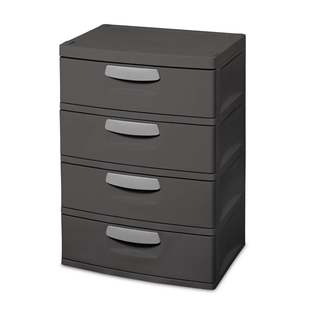 storage box organizer 4 Drawer Unit Plastic, Flat Gray storage