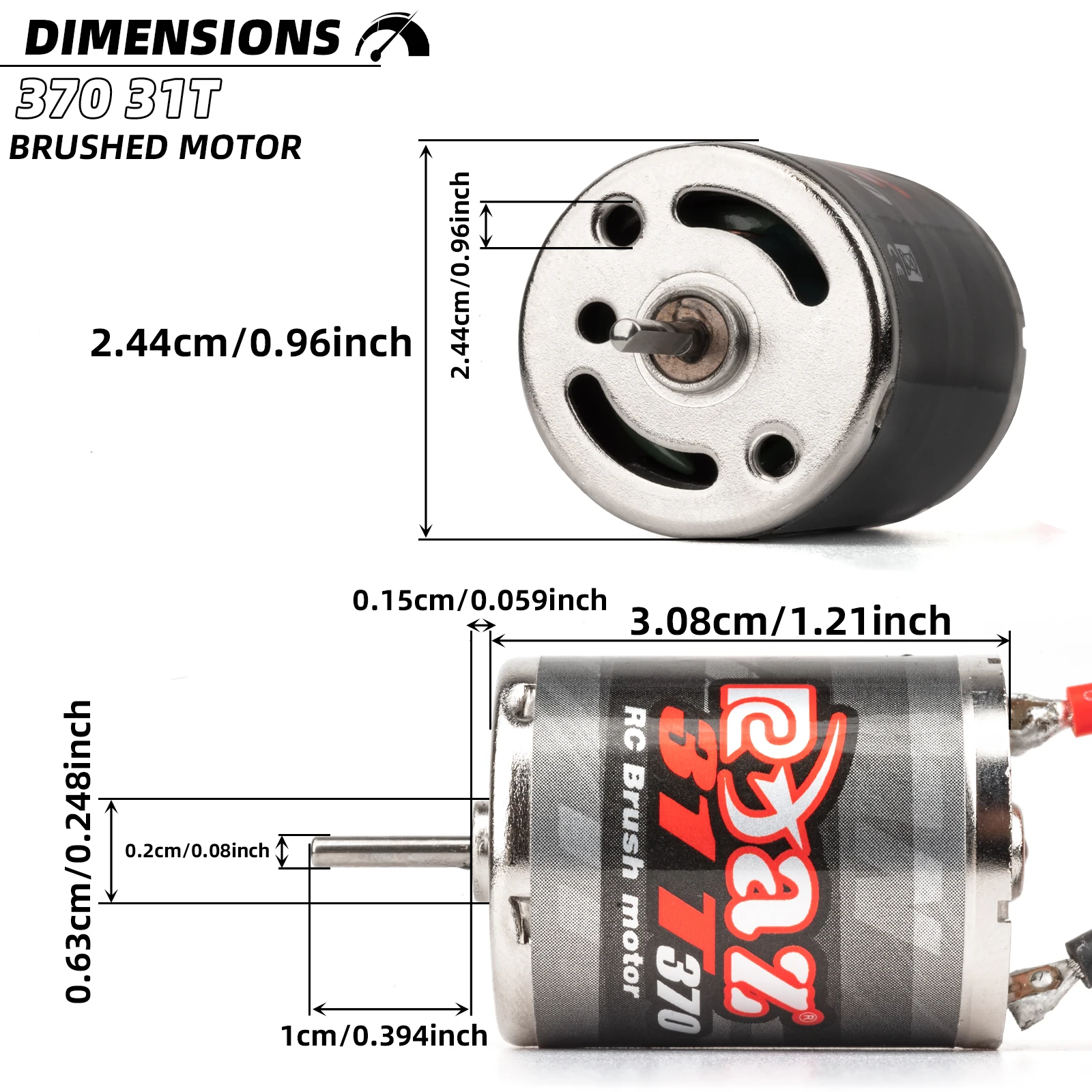 RC 370 Brushed Motor 31T for 1/10 1/16 1/18 1/24 RC Crawler Axial SCX24 TAMIYA TRX4 RC Car Spare Parts Brushed Motor