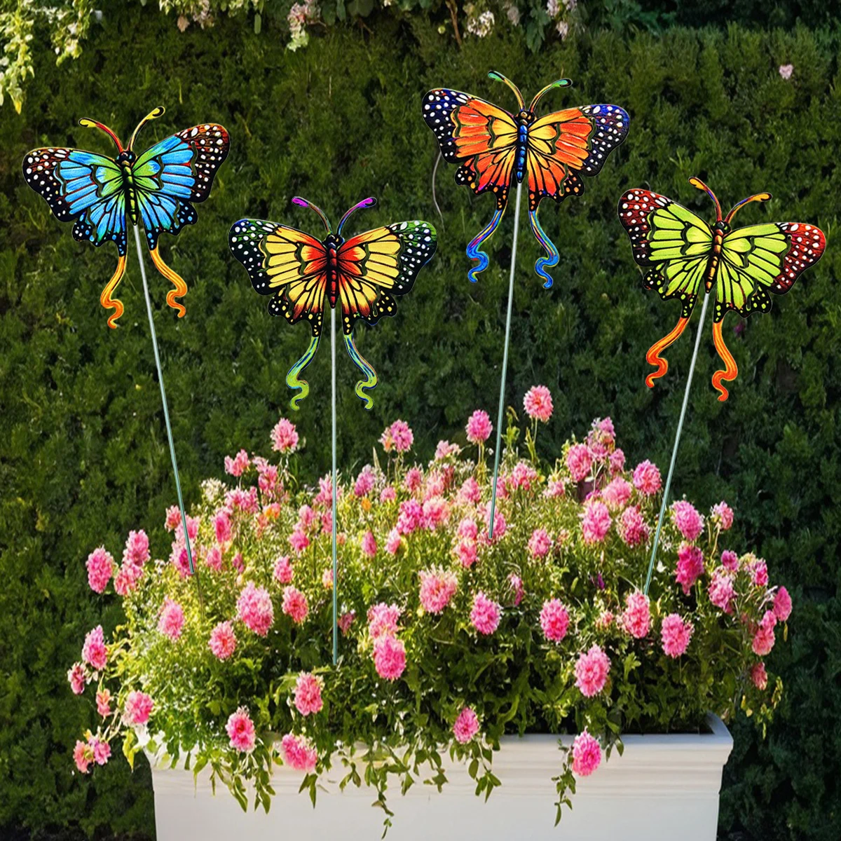 

4Pcs Colorful Metal Butterfly Stakes Realistic Garden Decor Home Outdoor Patio Yard Flower Pot Park Decorative Lawn Stakes Gifts