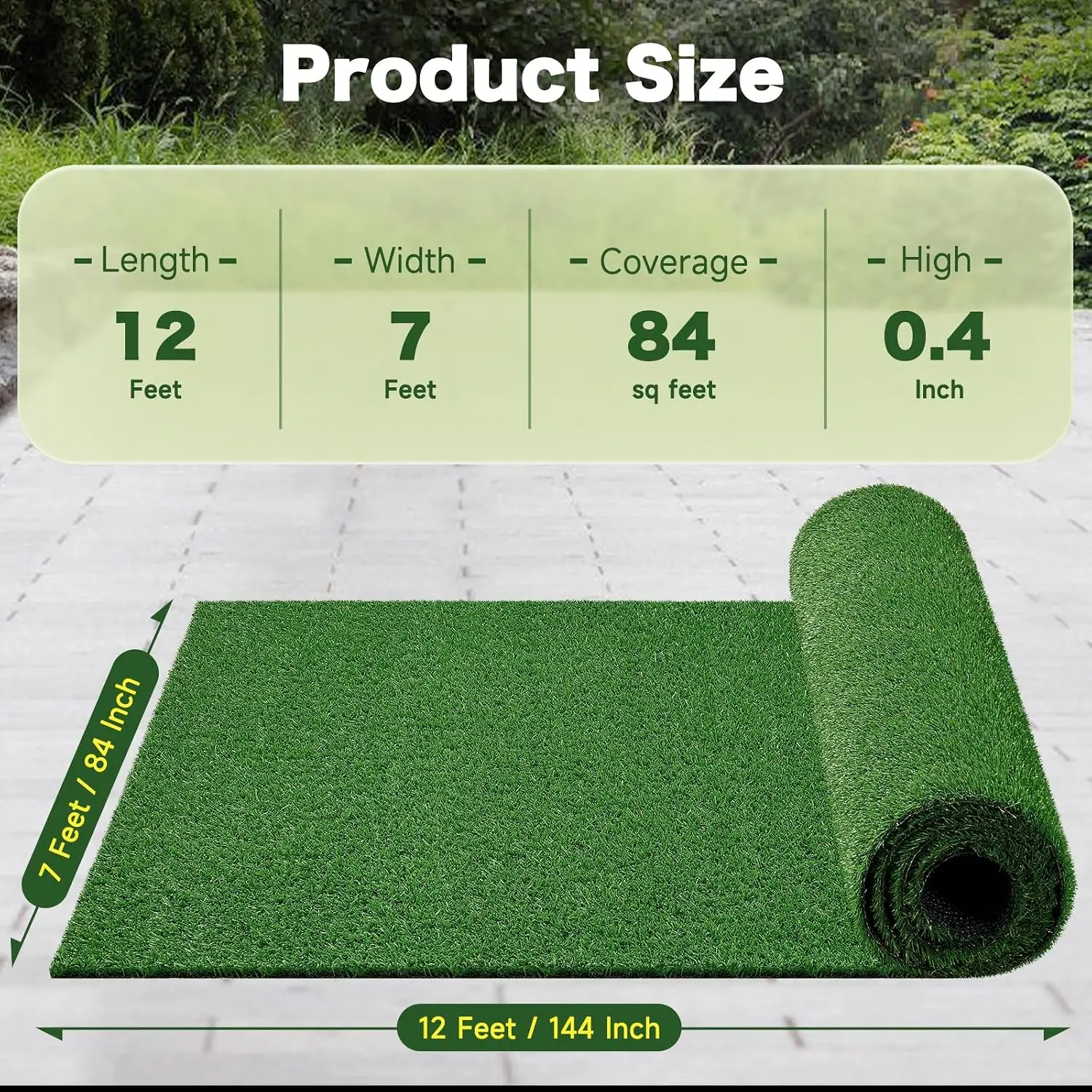 7 FT x 12 FT Artificial Grass Turf 0.4