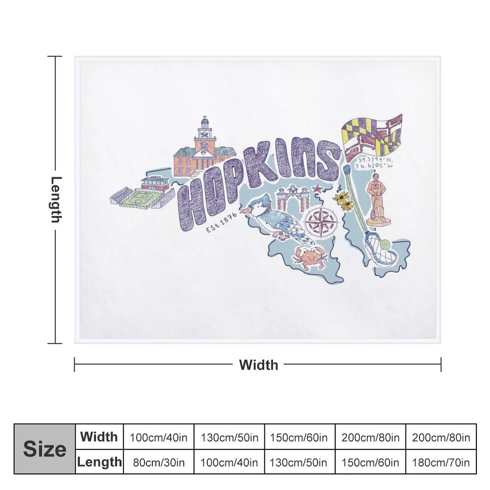 Johns Hopkins Icons Throw Blanket Camping Single Custom Summer Beddings Blankets