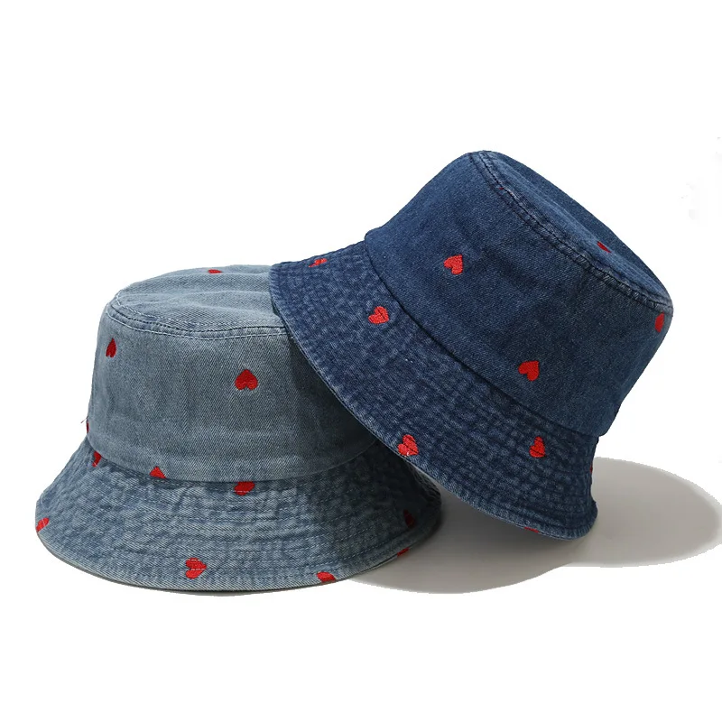 Fashion Women Men Washed Denim Solid Vintag Bucket Hats Lady Male Spring Summer Autumn Panama Fisherman Cap Hat For Women Men