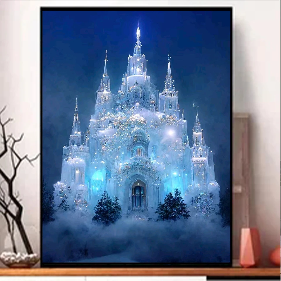 5D DIY Diamond Painting Mosaic Dream Moonlight Castle Landscape Embroidery Cross Stitch Picture Home Decoration Gift