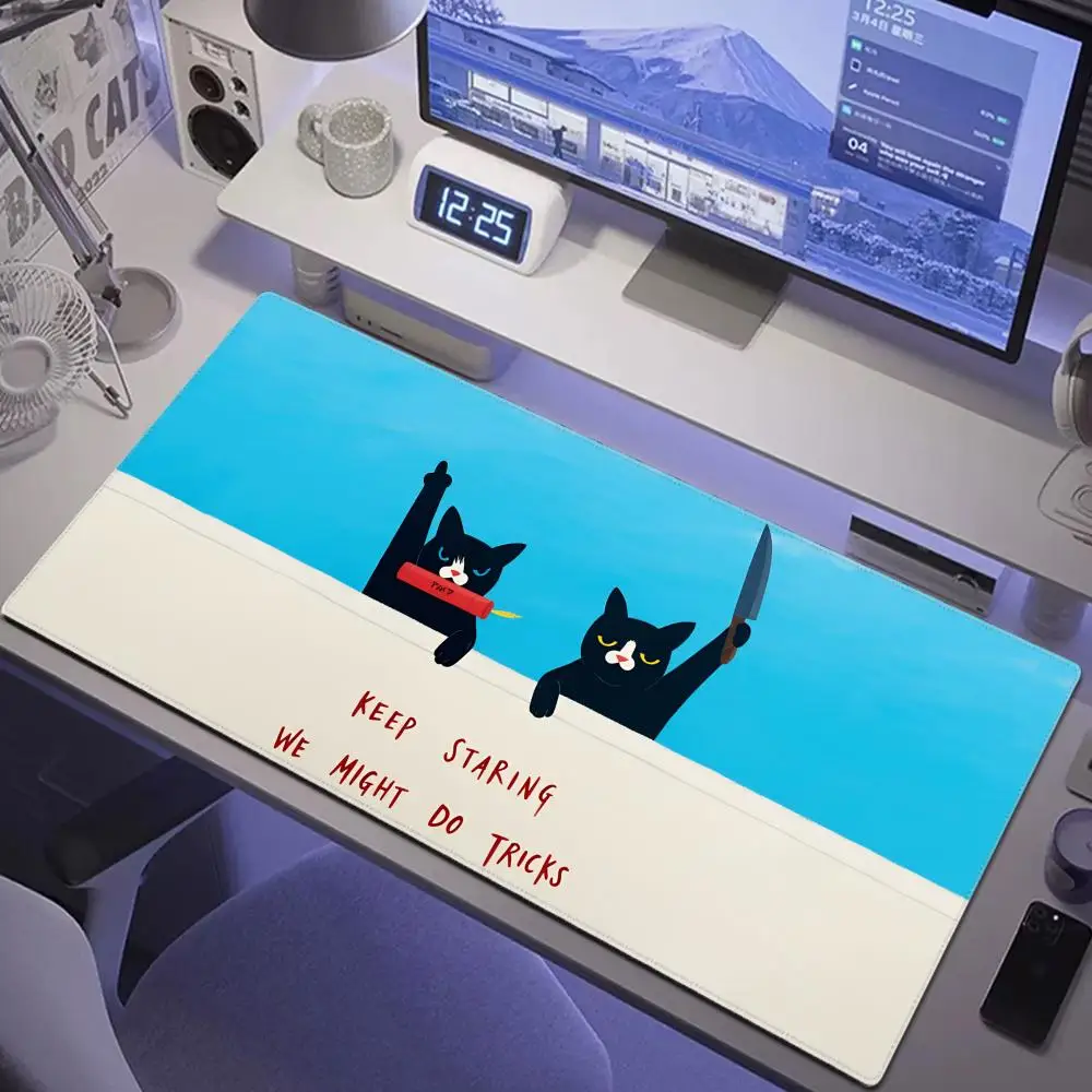 

HYBXAXC Minimalist cat mouse pad, extra large size, computer desk mat, cute illustration keyboard mat, unisex office desktop mat