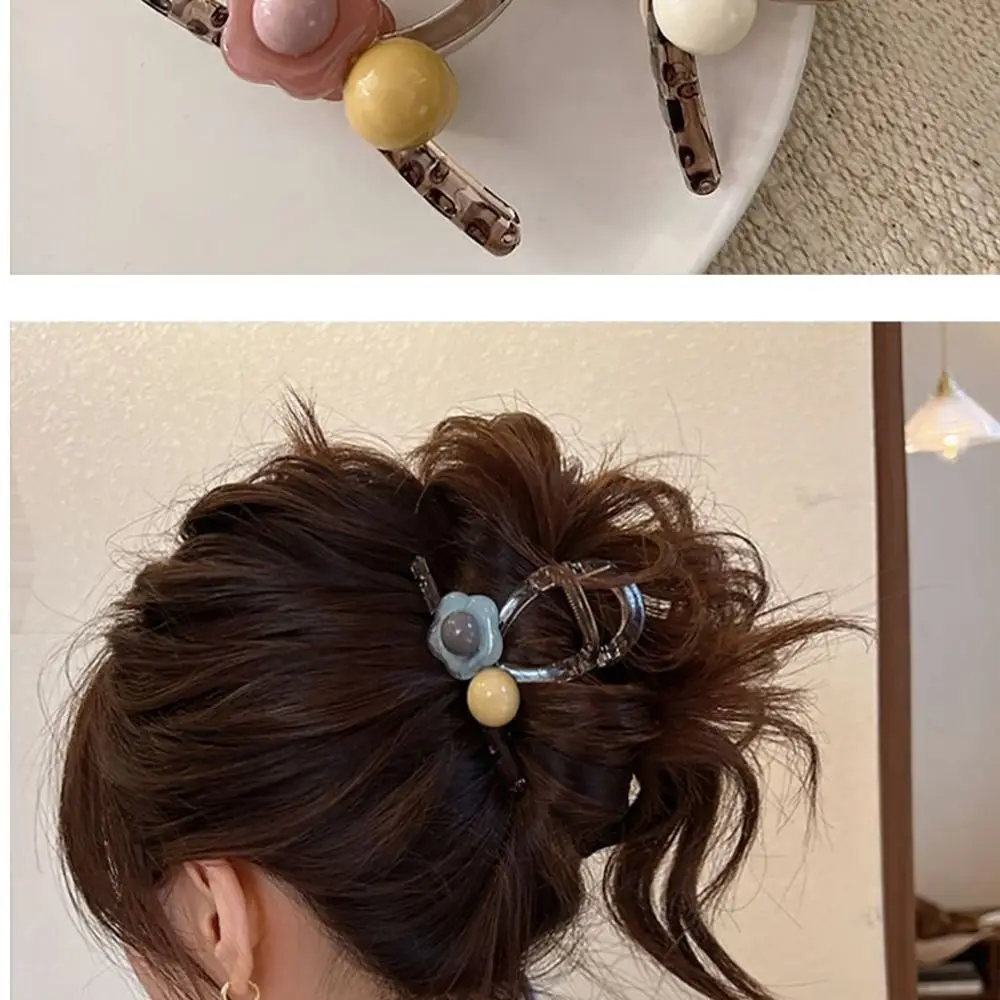 Cute Resin Flower Tie Bow Elegant Convenient Wave Grab Clip Hair Accessories Women