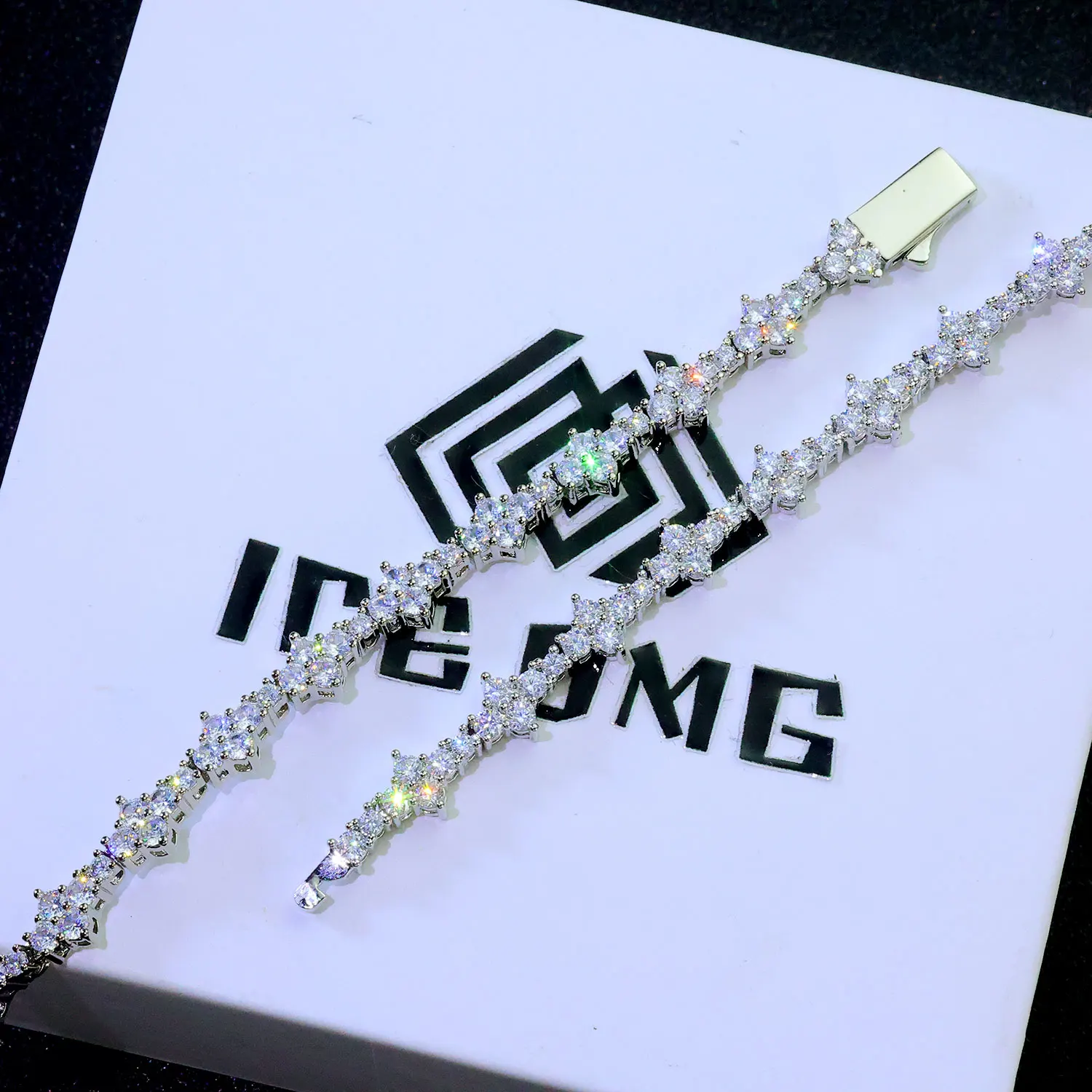 

ICEOMG Новинка: Теннисная цепочка 6,5 мм из латуни с цирконами в форме цветка, ожерелье для мужчин и женщин