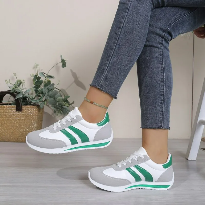 Womens Lightweight Comfortable Lace up Fashion White Sneakers Casual Versatile Daily Walking Shoes for Outdoor Indoor view 3