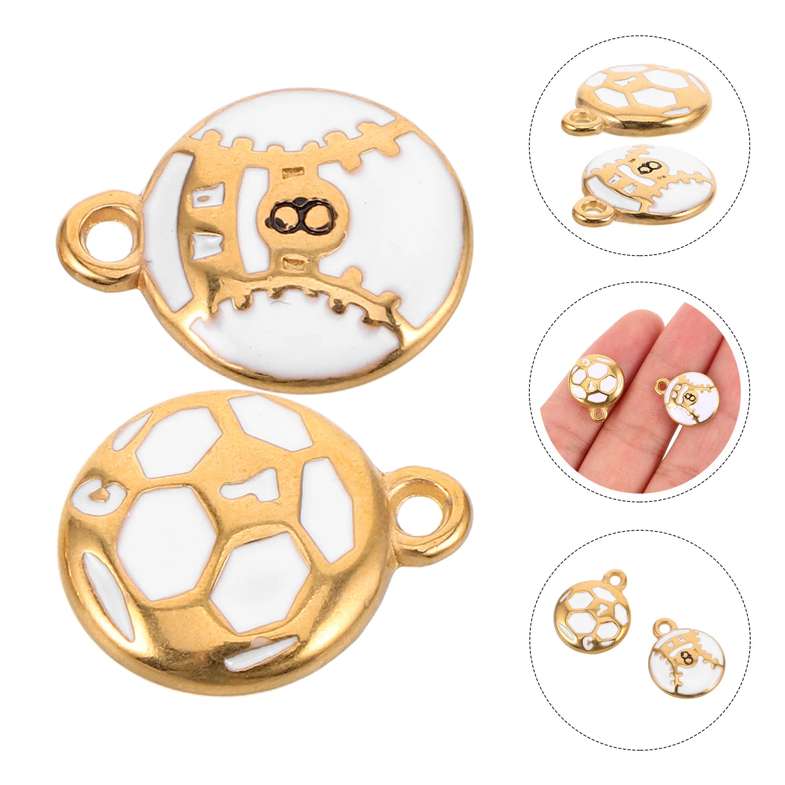

2Pcs Exquisite Craftsmanship Stainless Steel Sports Ball Pendants DIY Jewelry Making Charms Football Baseball Charms for Crafts