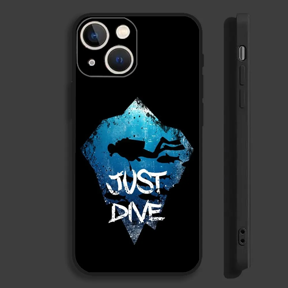 Scuba Diving Phone Case For iPhone 16,15,14,13,12,11,Pro,Max,Plus,Mini,X,XS,XR,8,7,6,S,SE Soft Black Case