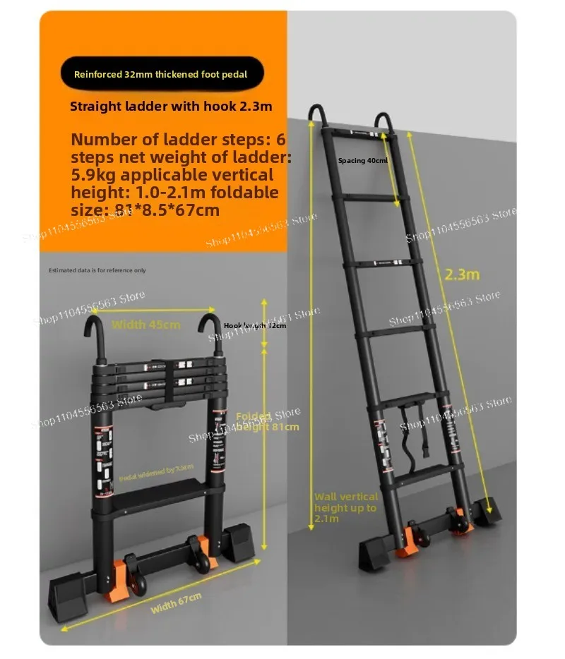 Aluminum Alloy Household Telescopic Ladder Thickened Multi-functional Folding Ladder Lifting Herringbone Ladder