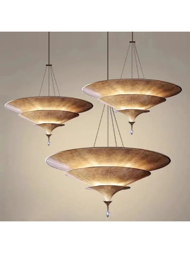 Südostasiatische thailändische Regenschirm-Pendelleuchte im Wabi-Sabi-Stil für Restaurant, Hotel, Ausstellungshalle, dekorative Leuchten