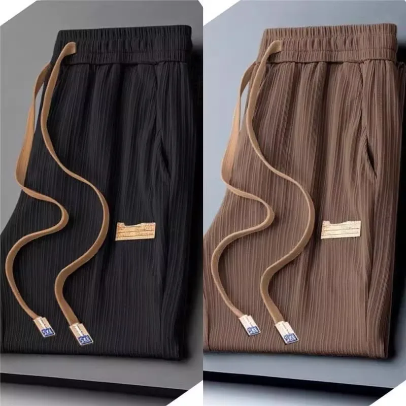 

Ice Silk Men's Casual Pants Summer Thin High-End Wide Leg Loose Fit Sports Straight Leg Trousers Fashionable Korean Style
