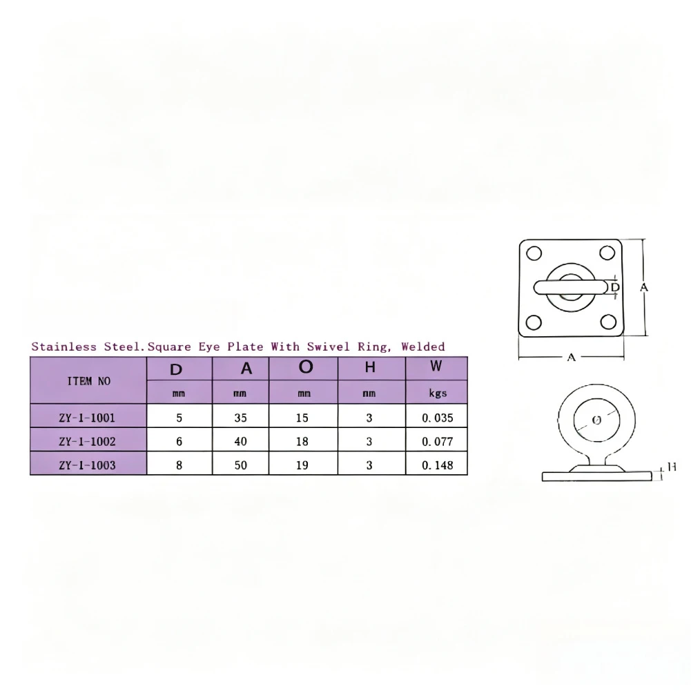 Adaptable Latch Mechanism For Boating Marine Hardware Silver Swivel Square Latch 316 Stainless Steel Construction
