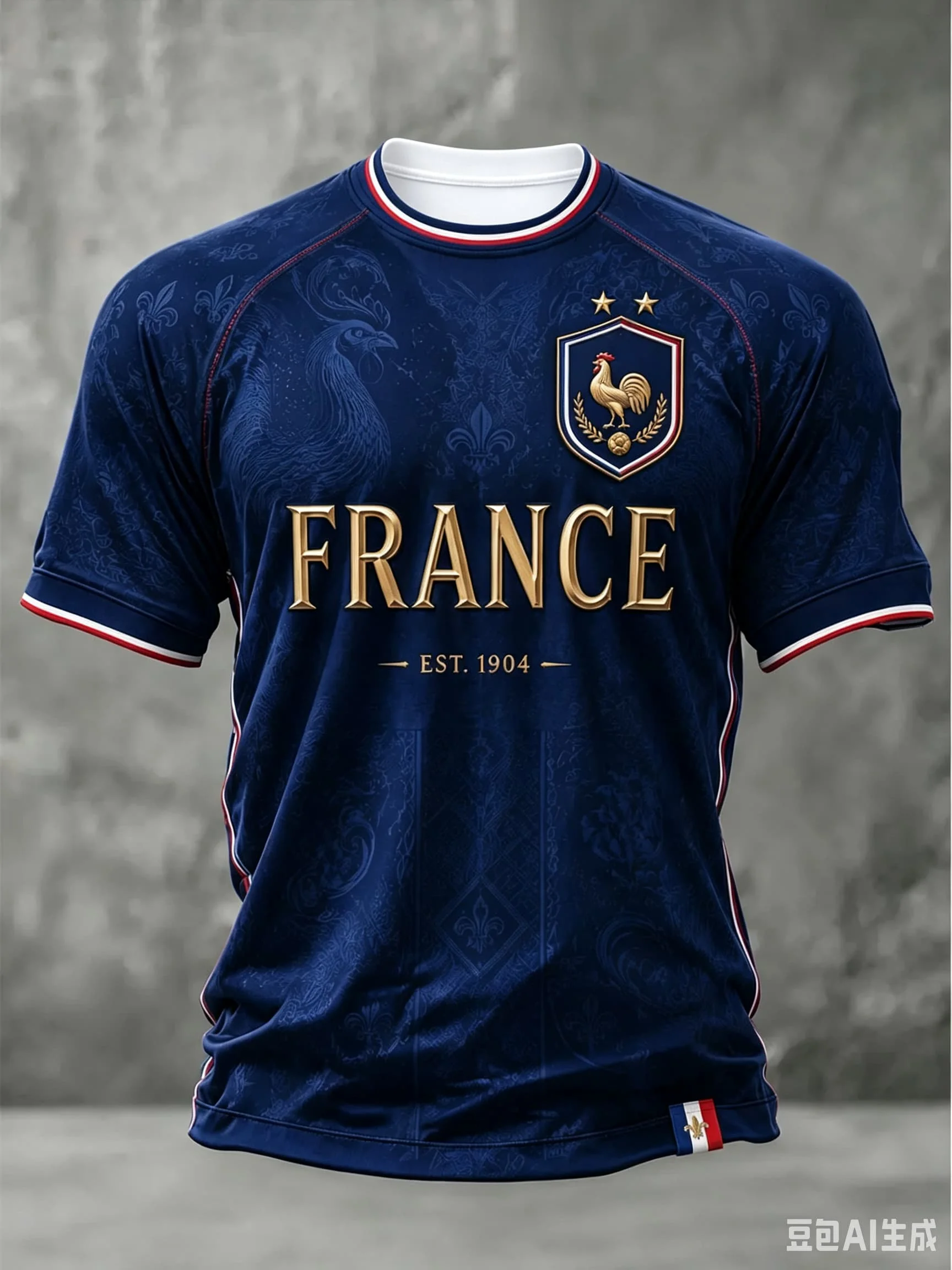 New France Football Jersey Big Gallic Rooster with Soccer Ball  Short Sleeve T-Shirt French Flag  Fan Uniform Family Matching