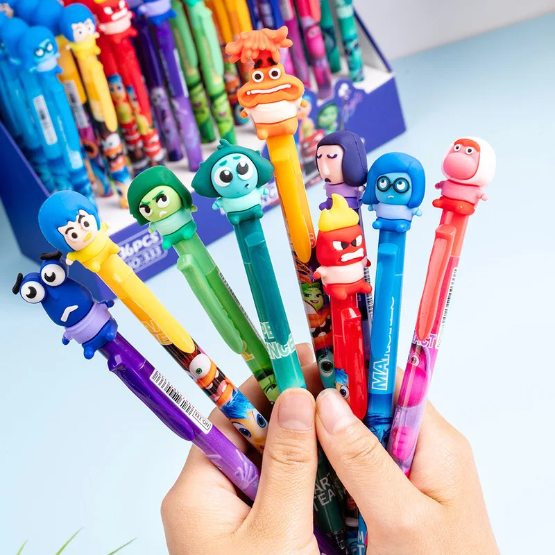9/36pcs Anime Inside Out 2 Doll Penna Gel 0.5mm Cancellabile Blu Smart Team Sign Press Pen Studente Forniture di Cancelleria Regalo All'ingrosso
