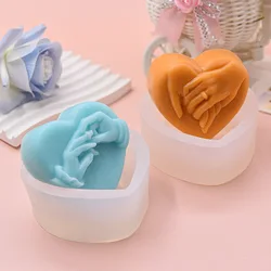 3d Heart-Shaped Hand In Hand Silicone Soap Mold Handmade Aromatherapy Gypsum Candle Mould Valentine's Day Wedding Decoration