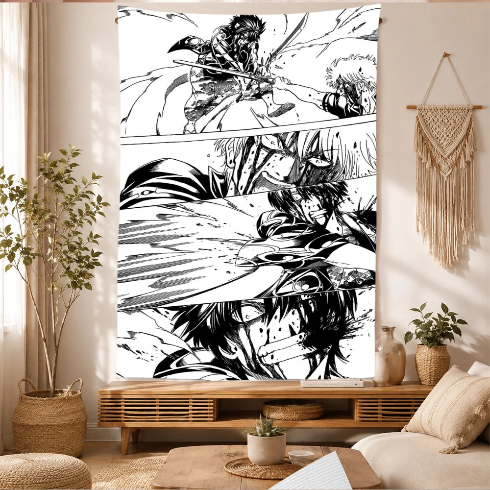 Retro Comic Battle Scene Print Tapestry Aesthetic Anime Wall Tapestry Lightweight Fabric Backdrop for Party Room Decoration Gift