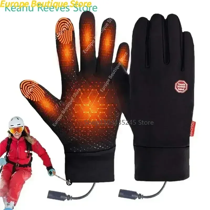 Guantes calefactables con forro eléctrico recargable, cálidos para invierno, conducción al aire libre, esquí, motociclismo, accesorios de ciclismo, calentador de manos