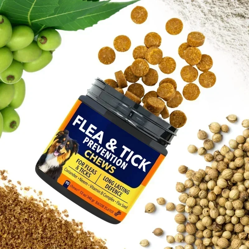 Tabletas repelentes masticables para perros de más de 25 libras con complejo de linaza y vitamina