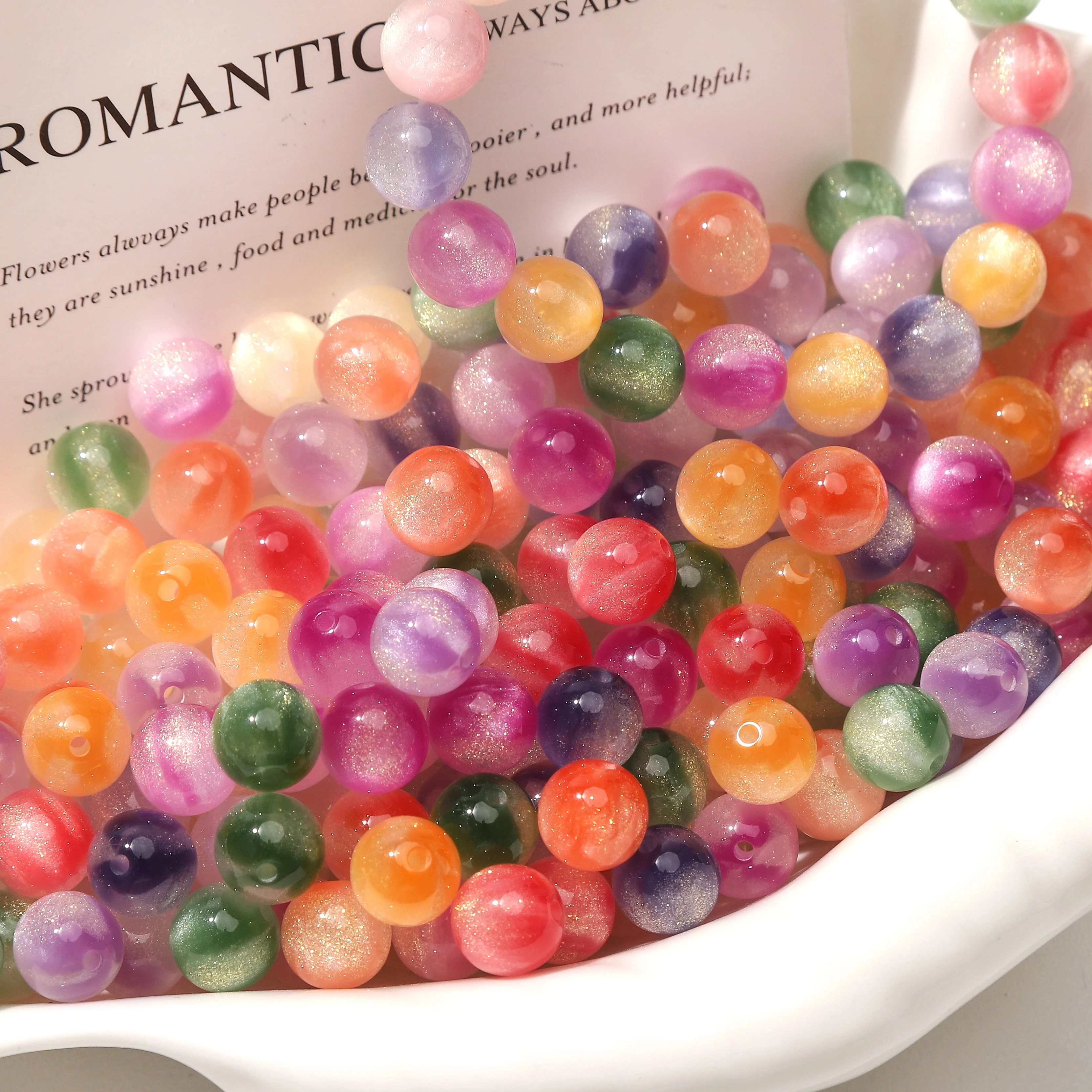 10mm 50pcs UV Light Color Changing Resin Round Beads Loose Spacer Beads For DIY Bracelet Necklace Craft Jewelry Making Supplies image 5