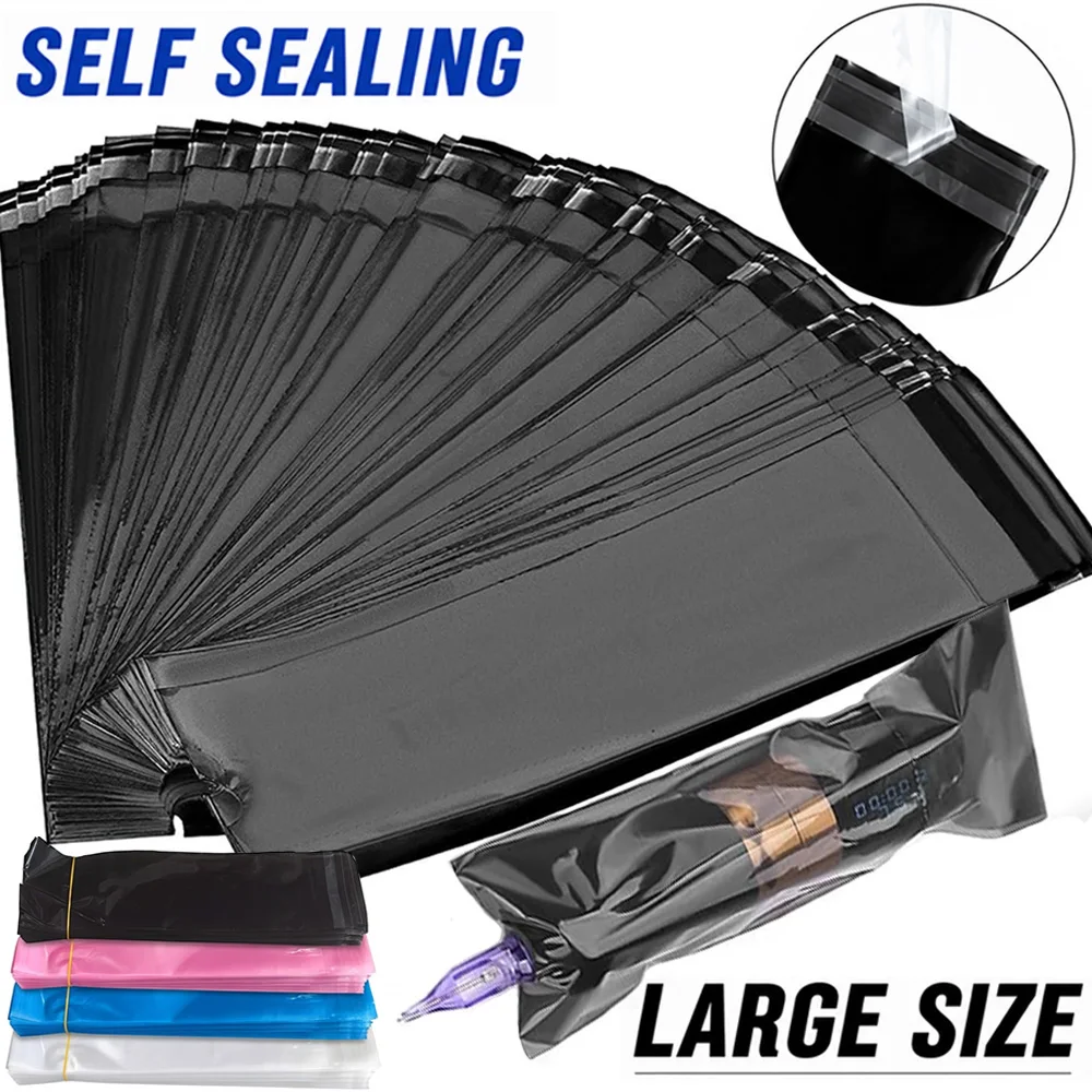 200/100/50pcs Sealable Tattoo Machine Covers Large Tattoo Pen Covers Self-Adhesive Cartridge Tattoo Pen Sleeves Tattoo Supplies