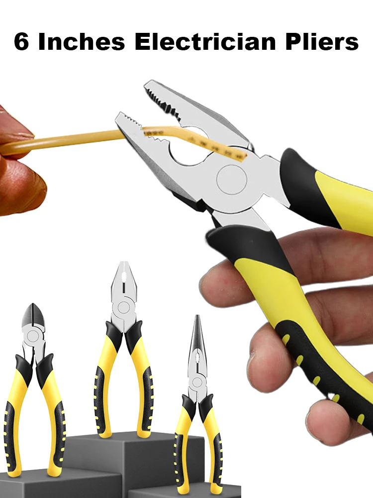 6 Inches Wire Pliers Sharp Large Opening Stripping Pliers Industrial Grade Labor-saving Household Electrician Pliers