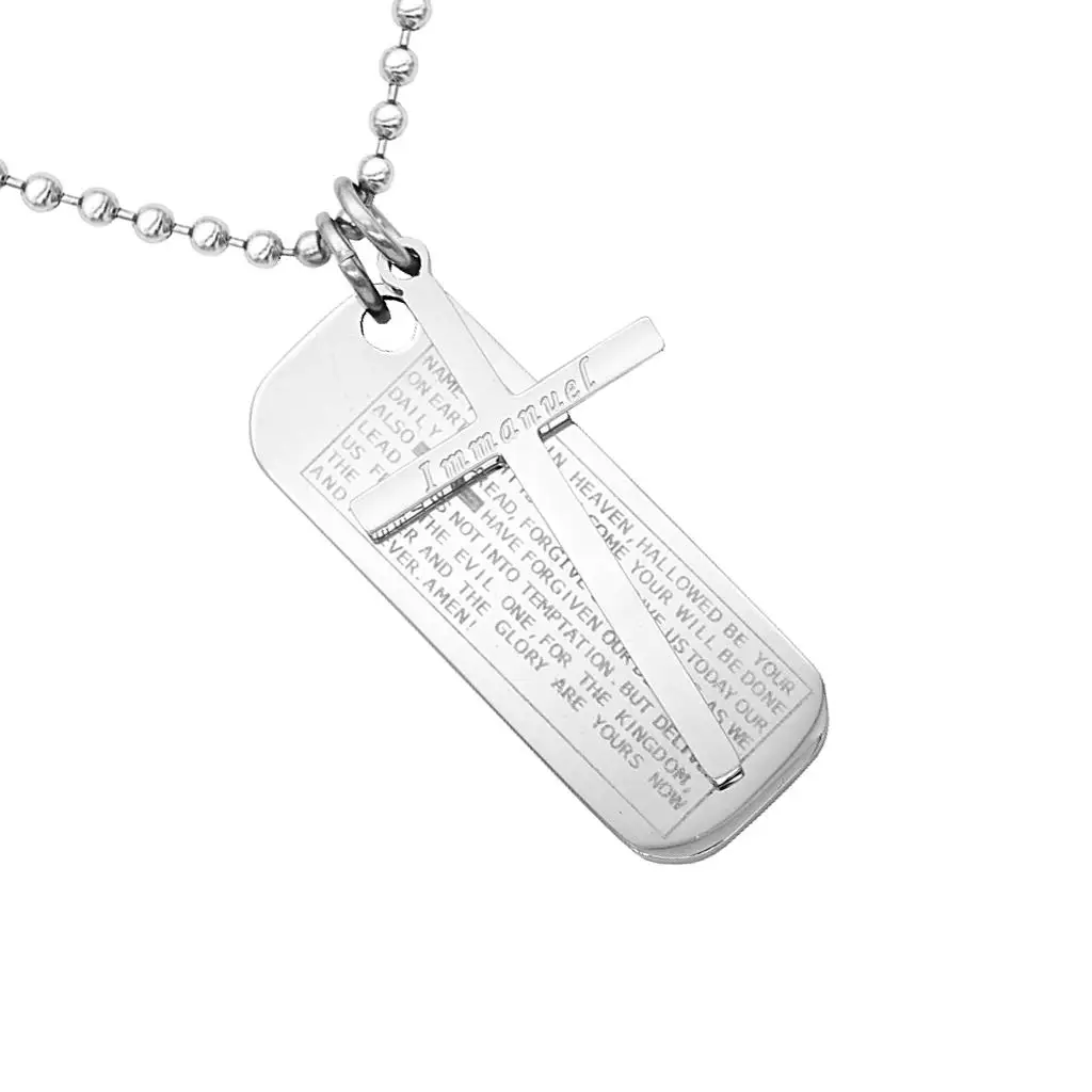 Premium Stainless Steel Cross Pendant Necklace Scripture Chain for Rite Gift Events